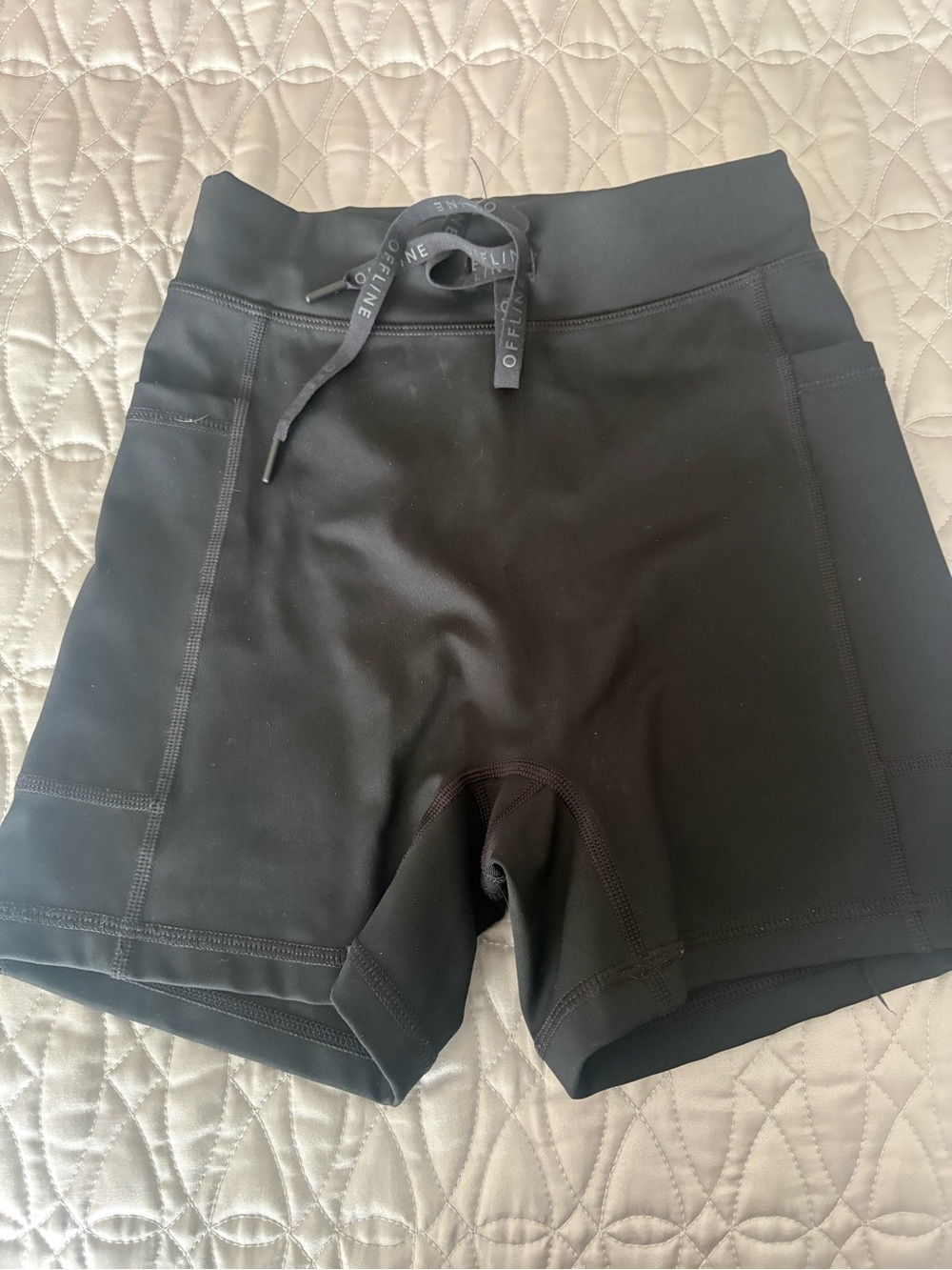 Aerie - Black Active Drawstring Bike Shorts with pockets